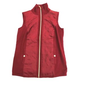 Susan Graver Women's Full zip Quilted Knitted Ribbed Vest XS Maroon
